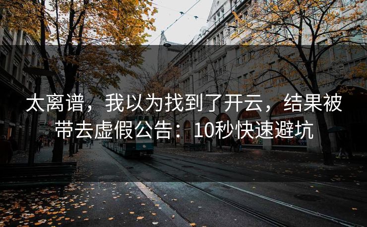 太离谱，我以为找到了开云，结果被带去虚假公告：10秒快速避坑