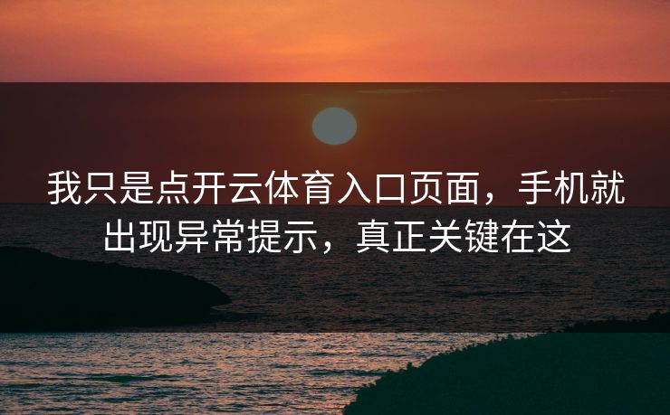 我只是点开云体育入口页面，手机就出现异常提示，真正关键在这